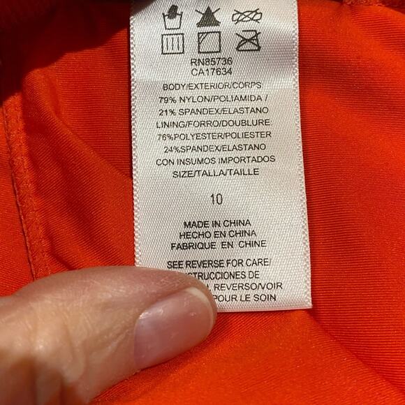 DKNY Womens Size 10 Orange One Shoulder Open sided One Piece Swimsuit - Picture 5 of 8